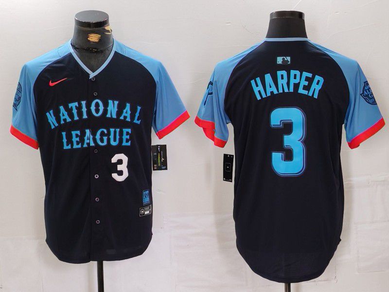 Men Philadelphia Phillies #3 Harper Blue All star 2024 Nike MLB Jersey style 4->->